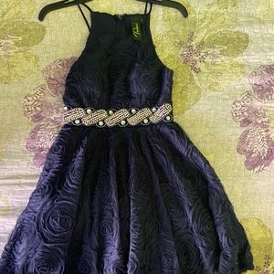 Royal Blue Embroidered Fit & Flare dress